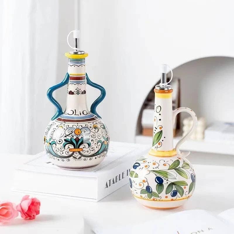 Kiyo Home - Wholesale Oil/Vinegar Dispenser - Amalfi Olive Oil Bottle | Ceramic Dispenser | Kitchen Decor10