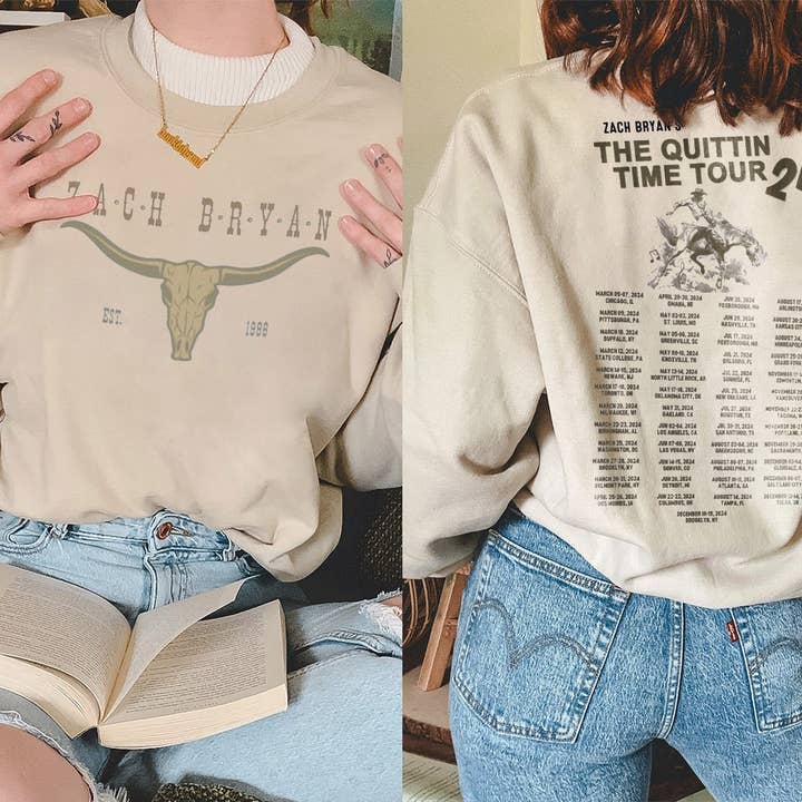 TheKingShirt - Wholesale Graphic Sweatshirt - Women's - Zach Bryan Est. 1996 The Quittin Time Tour 2024 Sweatshirt2