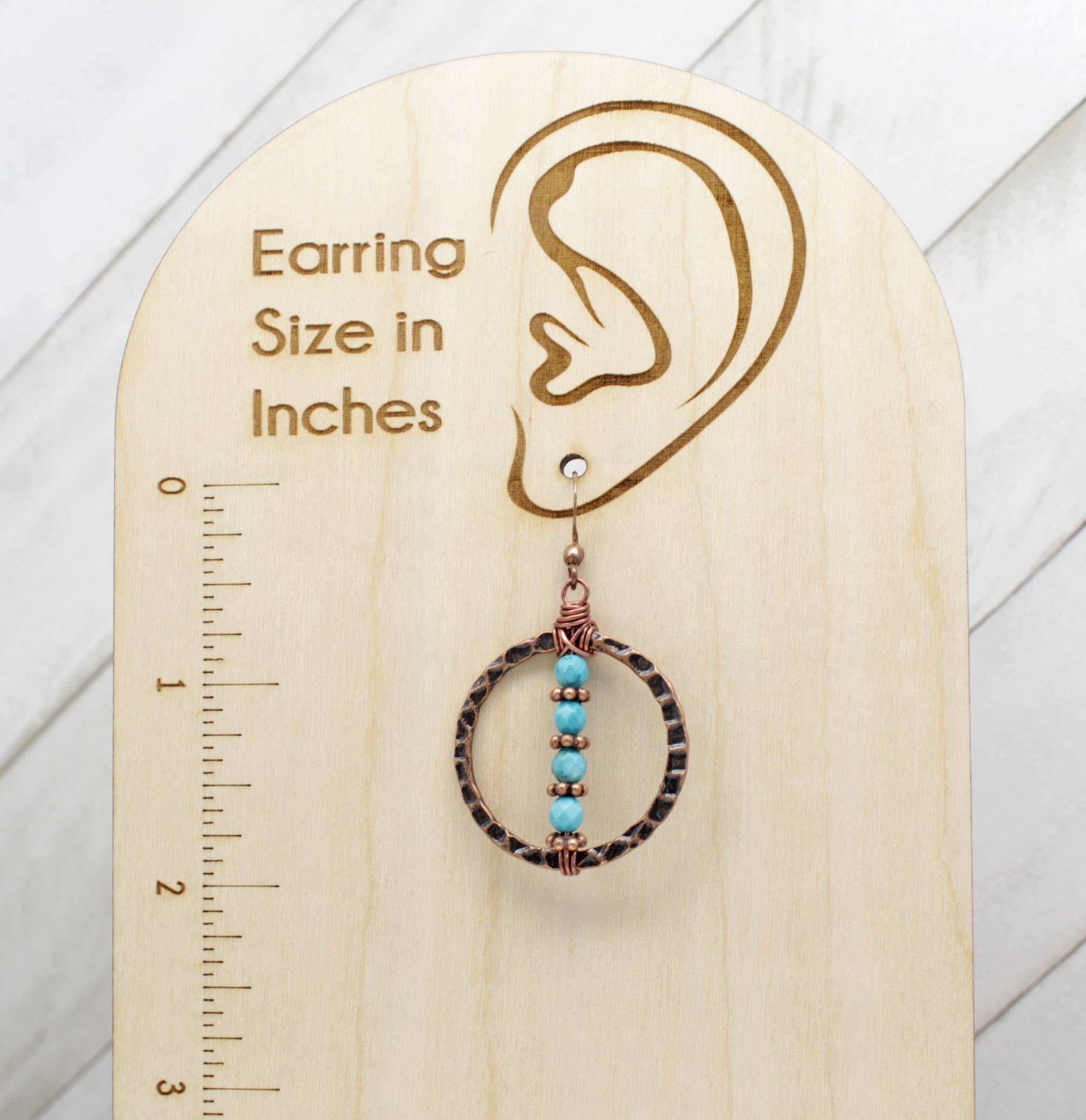 Pillar of Salt Studio - Wholesale Dangle Earrings - Copper Hammered Circle with Turquoise Handmade Earrings3