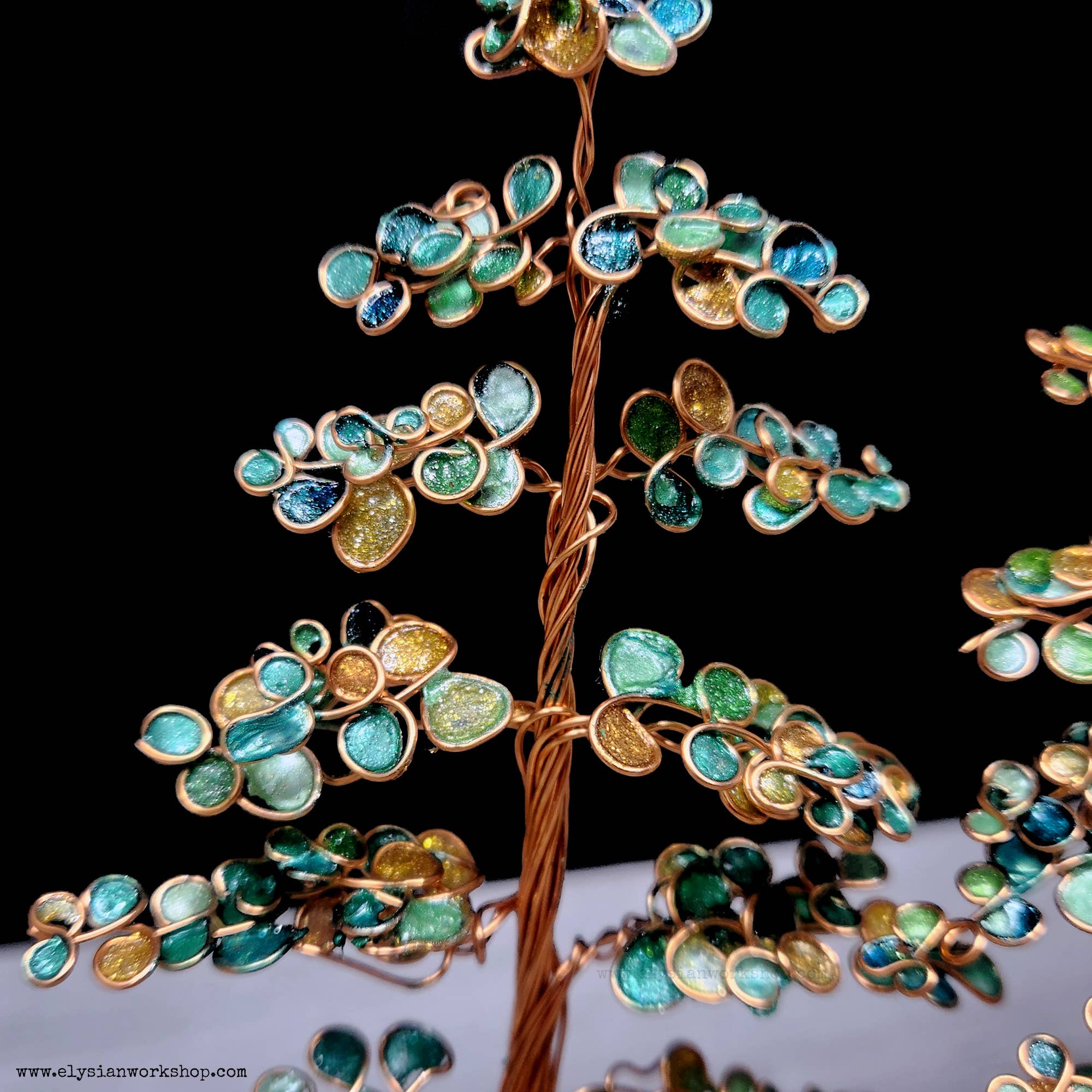 Elysian Workshop - Wholesale Sculpture - Copper Wire Autumn Forest Sculpture on Selenite Crystal3