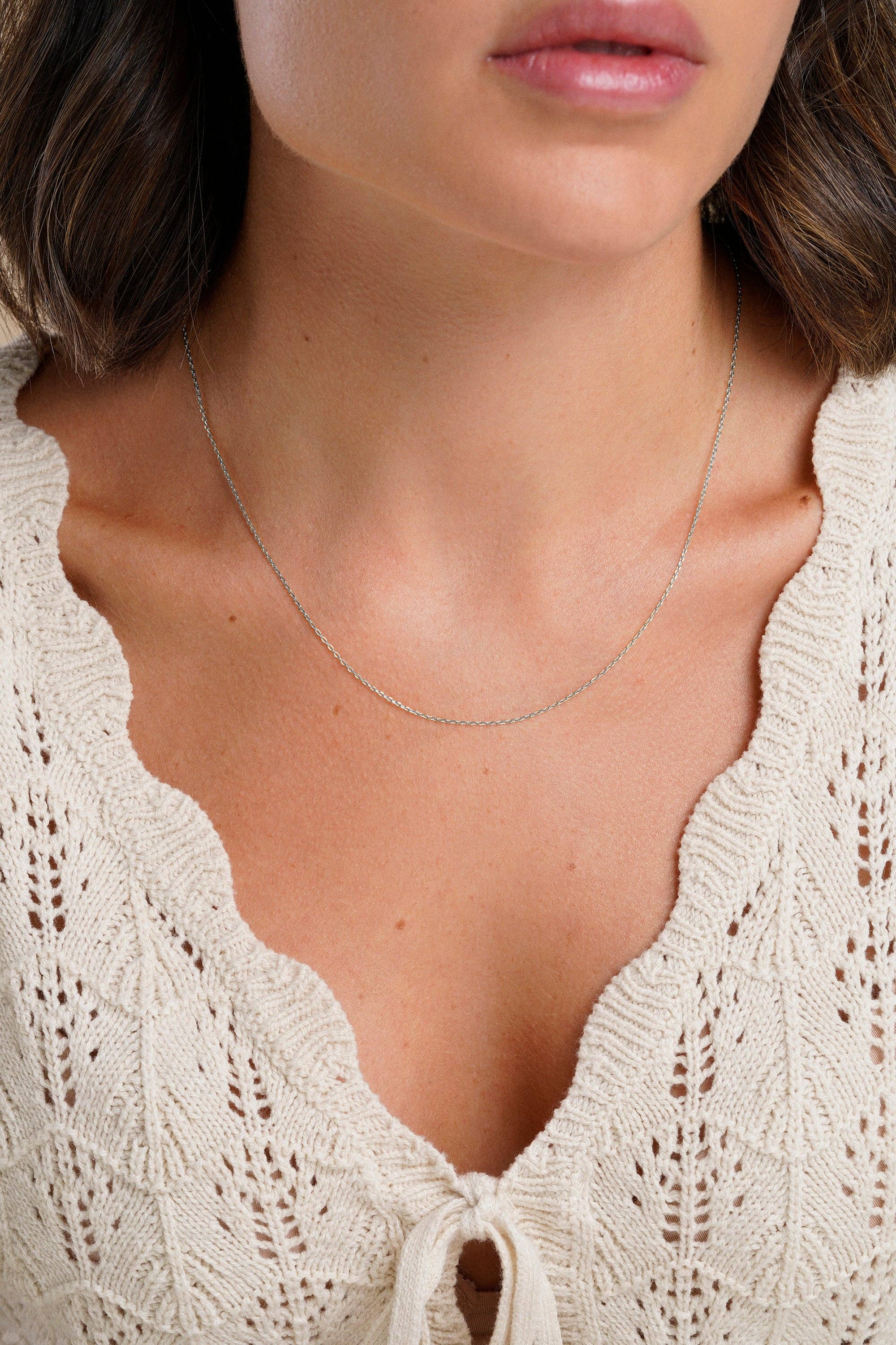 Itemporality – wholesale Kedjehalsband – Silverkedja 45 cm med fin länk och justerbart lås1