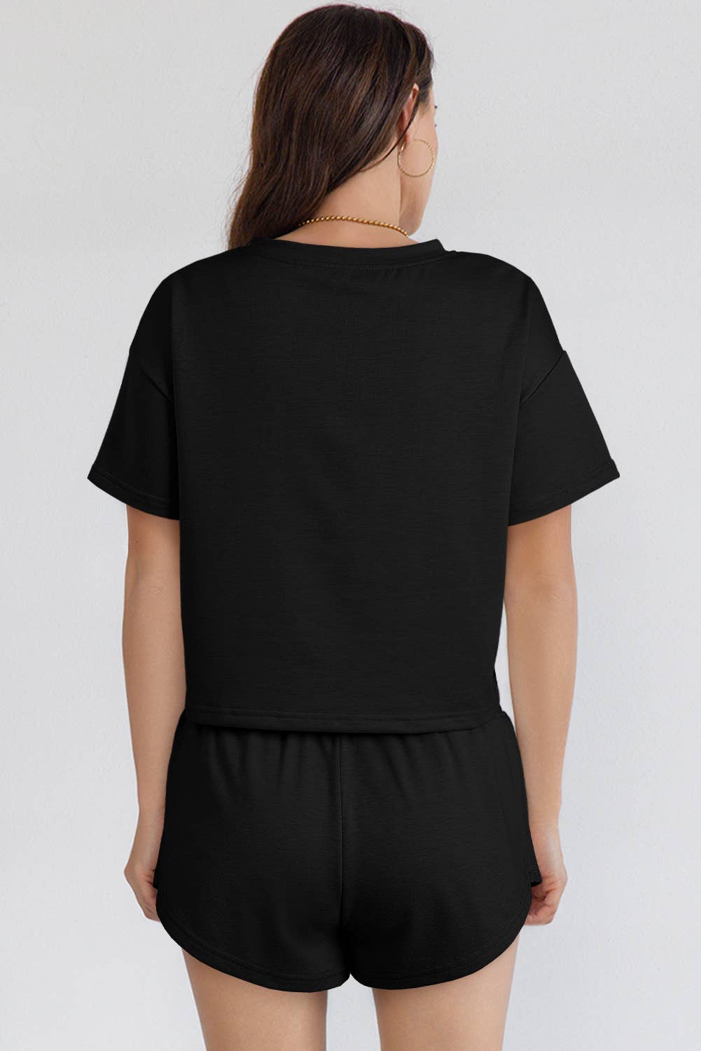 LA Society - Vente Ensemble haut et jupe - Femme - Ensemble de t-shirt court et jupe-short taille haute à volants5