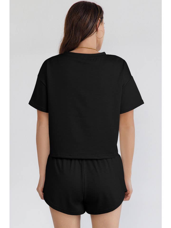 LA Society - Vente Ensemble haut et jupe - Femme - Ensemble de t-shirt court et jupe-short taille haute à volants5