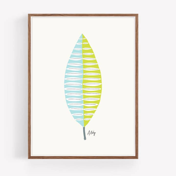 Mid Mod Leaf No. 1 - Décoration murale scandinave pour la vente par Annie Bailey Art