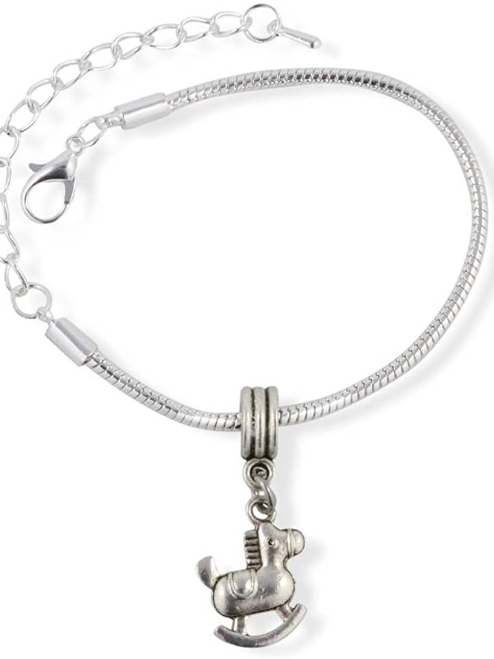 Rocking Horse (Cartoon like) Snake Chain Charm Bracelet for wholesale by Dave The Bunny