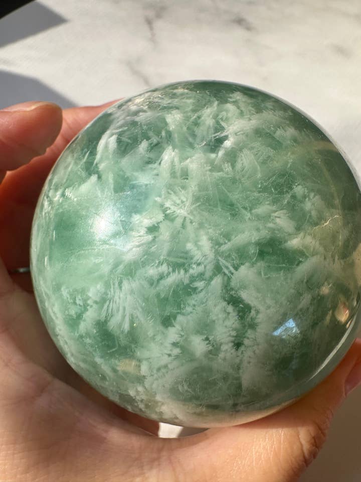 Rare Large Feather Fluorite Sphere Feather Fluorite Ball Unique Crystal Ball crystal sphere for Christmas Crystal Gift #4 for wholesale by Moon Rituals