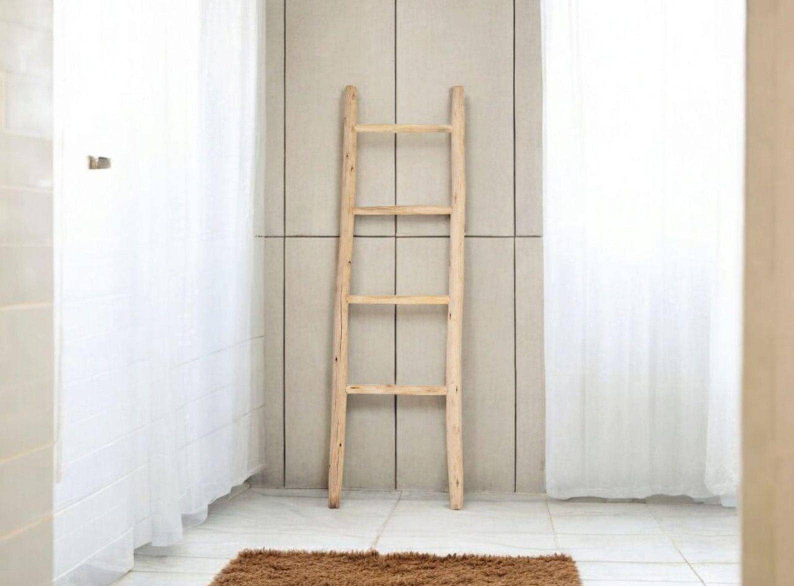 HandHappiness – wholesale Towel holder/hanger – Handcrafted Wooden Ladder - Rustic Towel Rack2