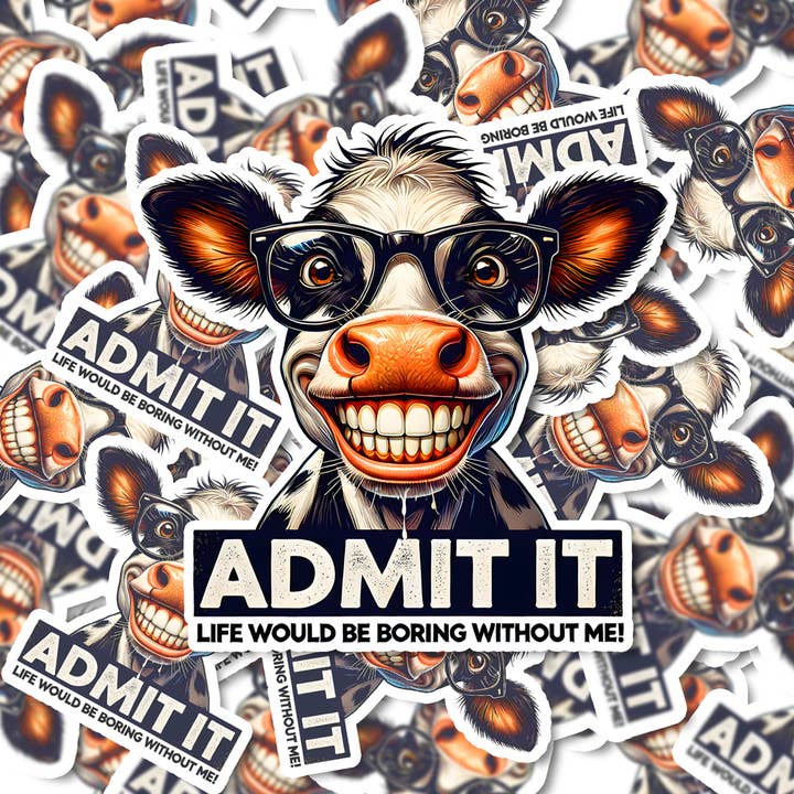 PiggyPrintStickers - Wholesale Sticker - Cow Humor Sticker | Admit It I’m Fun | Waterproof Vinyl3