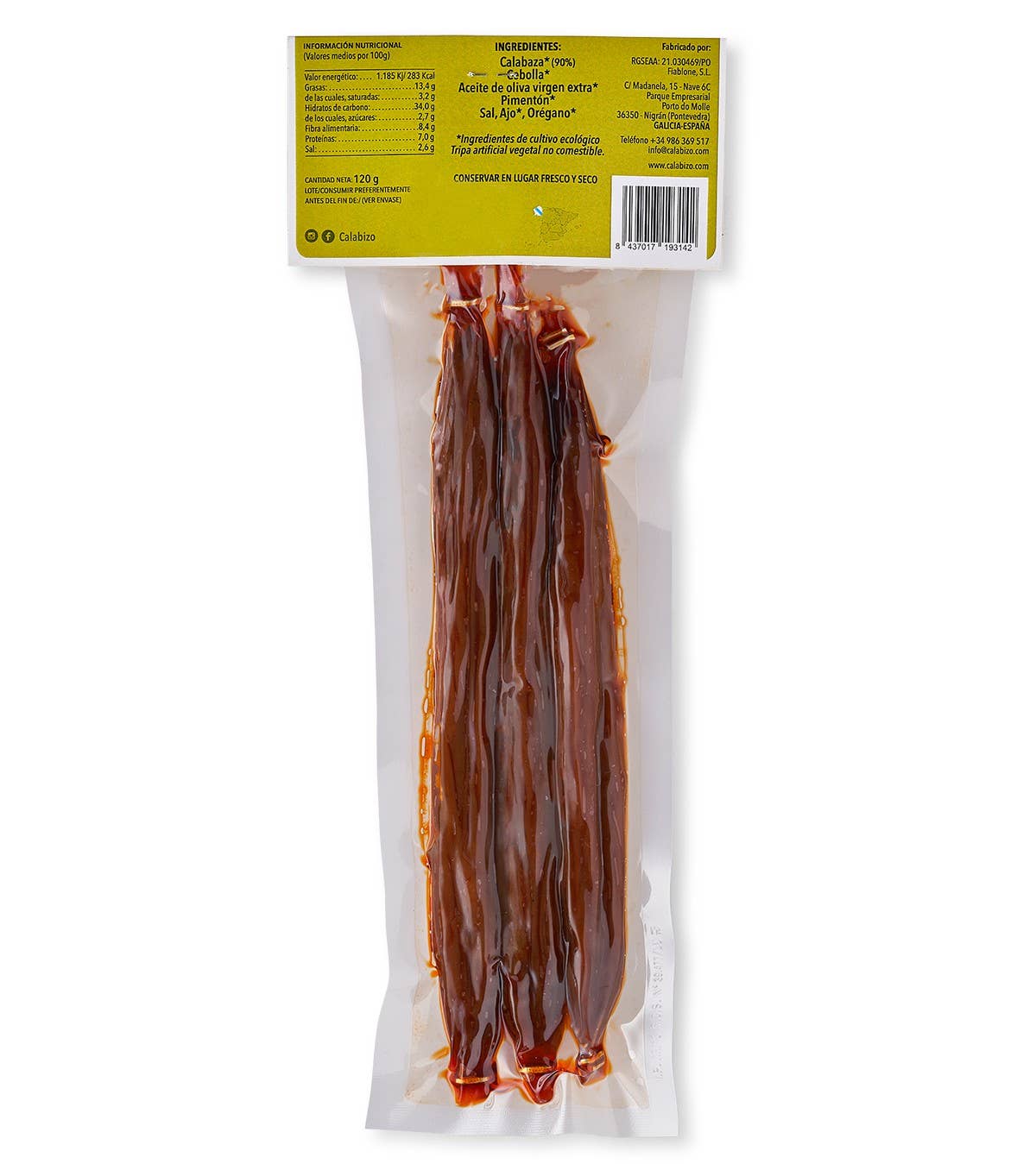 Calabizo – Refeição preparada de longa durabilidade por atacado – Salsicha vegana orgânica de abóbora1