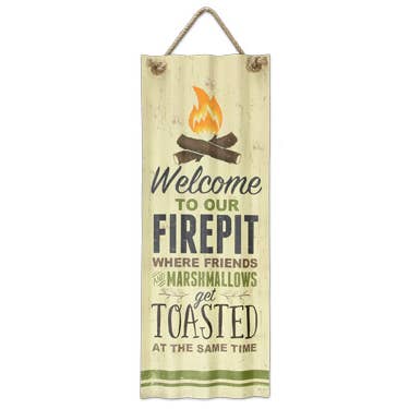 Tin Waffle Iron Fire Pit Sign Lodge/ Woodland for wholesale by Young's