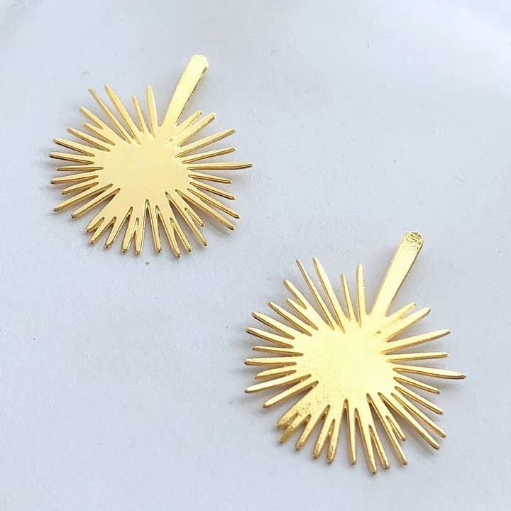 Gold Palm Leaf Stud Earrings for wholesale by MicaPeet