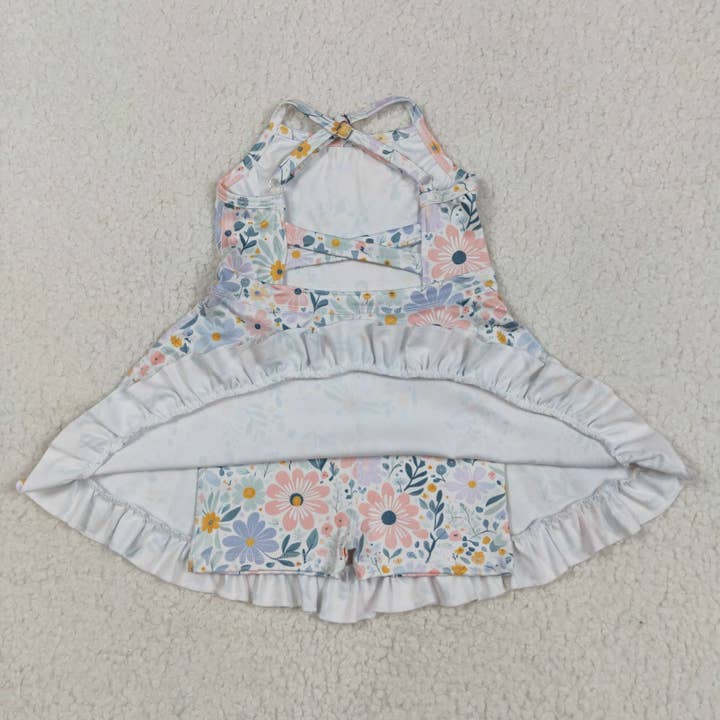 Aier Wholesale - Wholesale Athletic dress – Kids - Sibling Baby Girls Straps Sports Wear Yoga Athletic Knee Length Dresses7