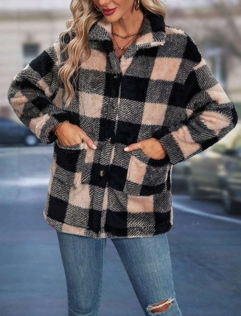 safistyle - Wholesale Jacket - Women's - Checkered Collared Jacket3