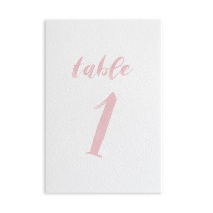 Pink Watercolor Table Numbers - Table Decor - Set of 30 for wholesale by Cotton and Bow