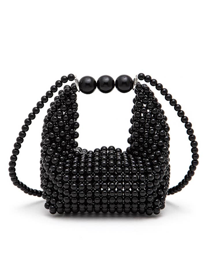 Petite Pearl Braided Top Handle Clutch Bag for wholesale by Artini Accessories