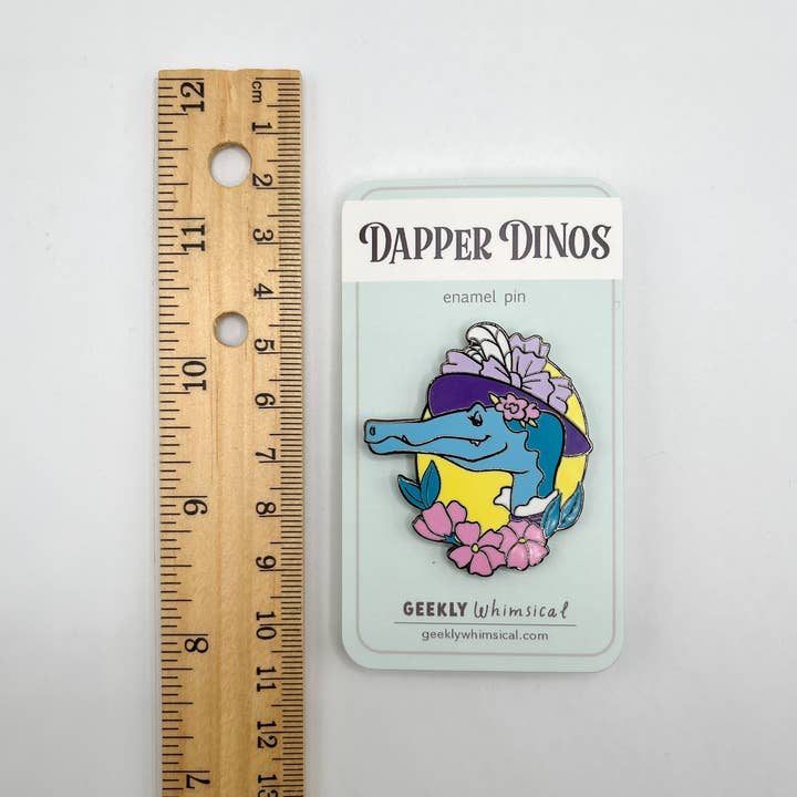 Geekly Whimsical - Wholesale Lapel Pin/Button - Dapper Dinos - Lucinda Spinosaurus Enamel Pin5