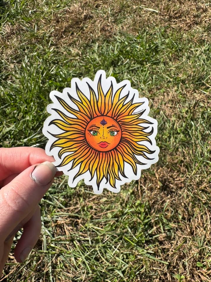 Sun Goddess Lotus Flower Waterproof Sticker for wholesale by Riptide Realm