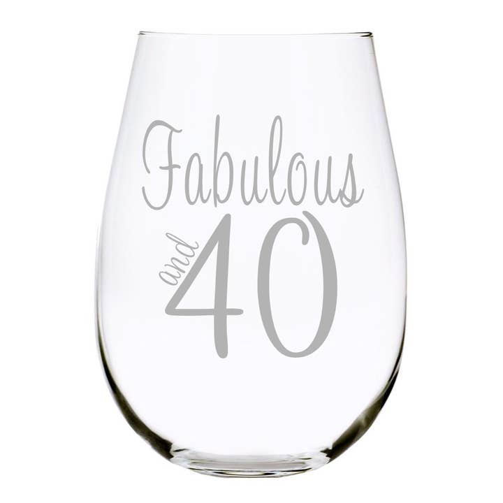 Verre à vin sans pied Fabulous and 40, 17 oz, cristal sans plomb pour la vente par C&M Personal Gifts