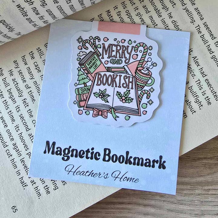 MAGNETIC BOOKMARK CHRISTMAS - MERRY AND BOOKISH for wholesale by HEATHER'S HOME