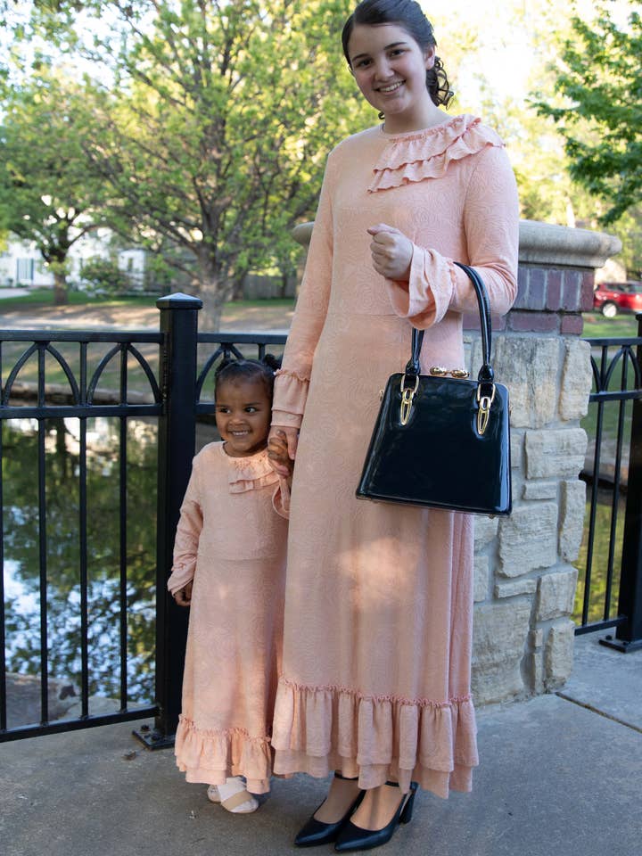 Blush Pink Maxi Modest Dress Ladies Mommy and Me Matching for wholesale by Adalyn Fashions