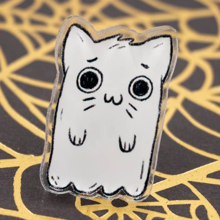 Alfinete Acrílico Ghost Cat | Broche | Alfinete de Lapela por atacado de Comfhaus
