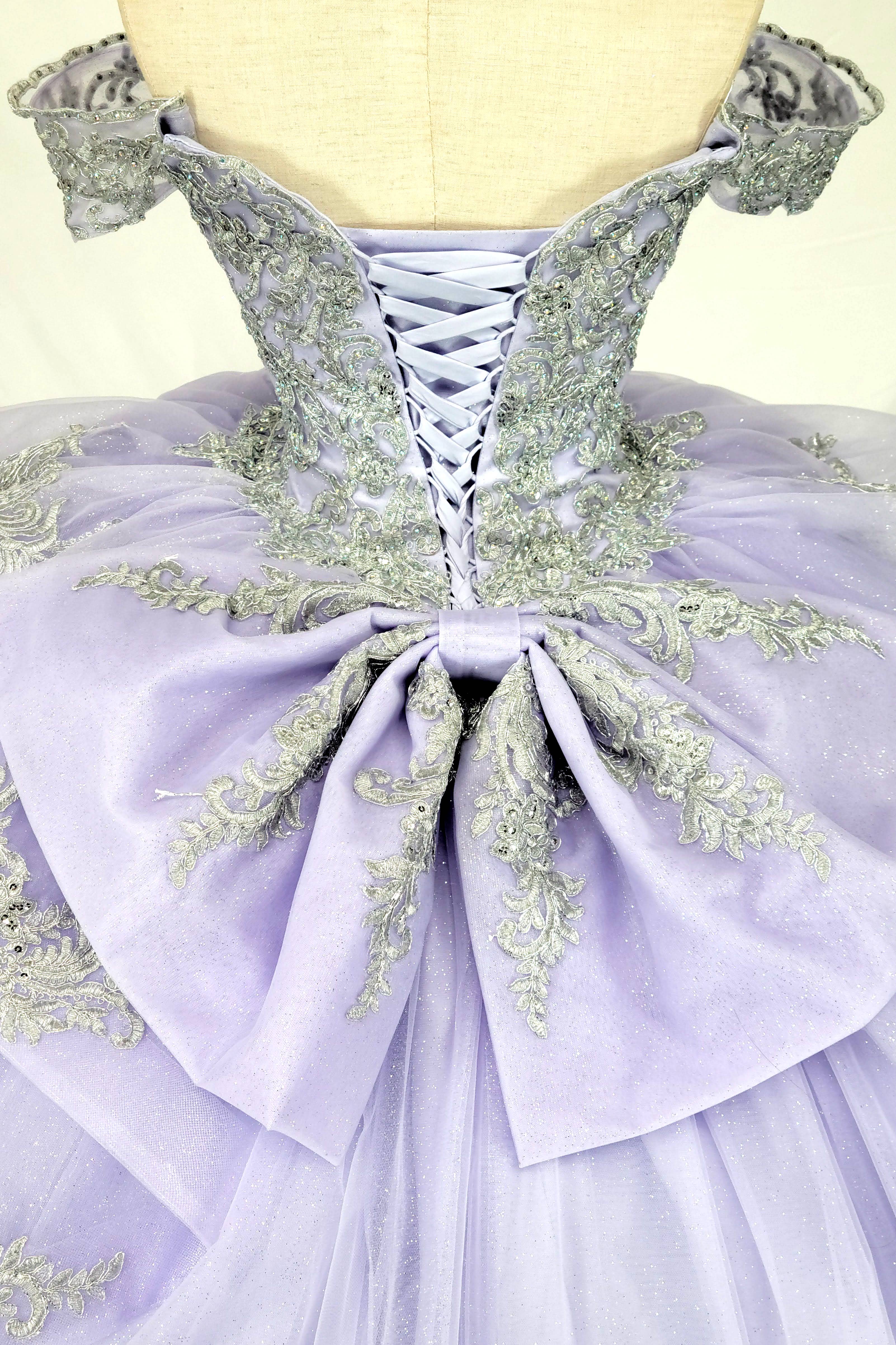 lilac silver Off the shoulder lilac/silver quinceanera dress CHF3123 for wholesale on Faire2