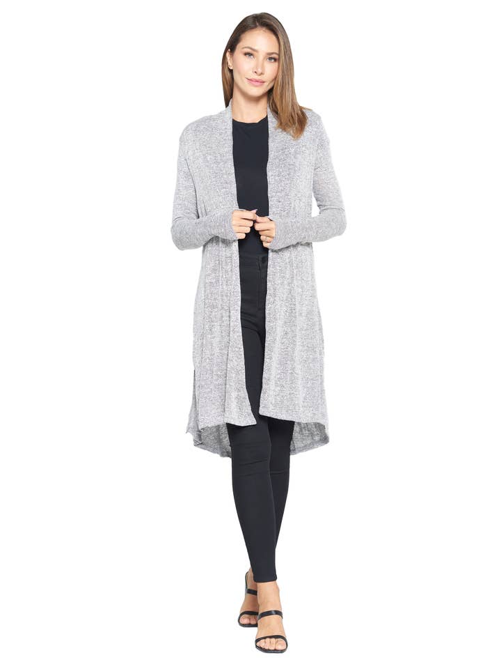 Made in USA - Lightweight Open Front Classic Long Cardigan for wholesale by LKLUV