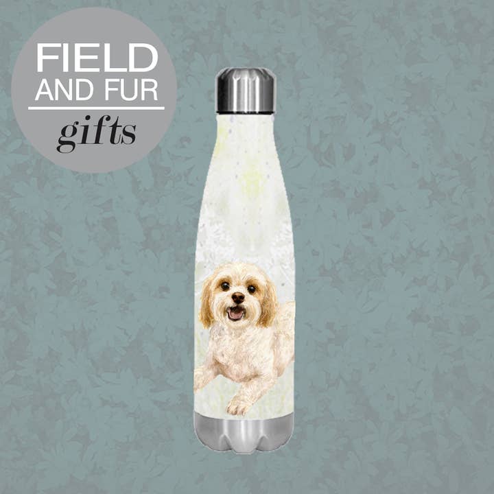 Charlie, Cavachon , insulated water bottle for wholesale by Field and Fur Gifts