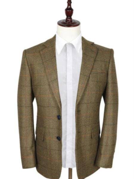 Light Brown Tweed Suit - Taupe Color - Windowpane Pattern for wholesale by Alberto Nardoni