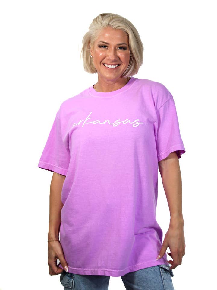 Arkansas Script Tee for wholesale by Stated Brands