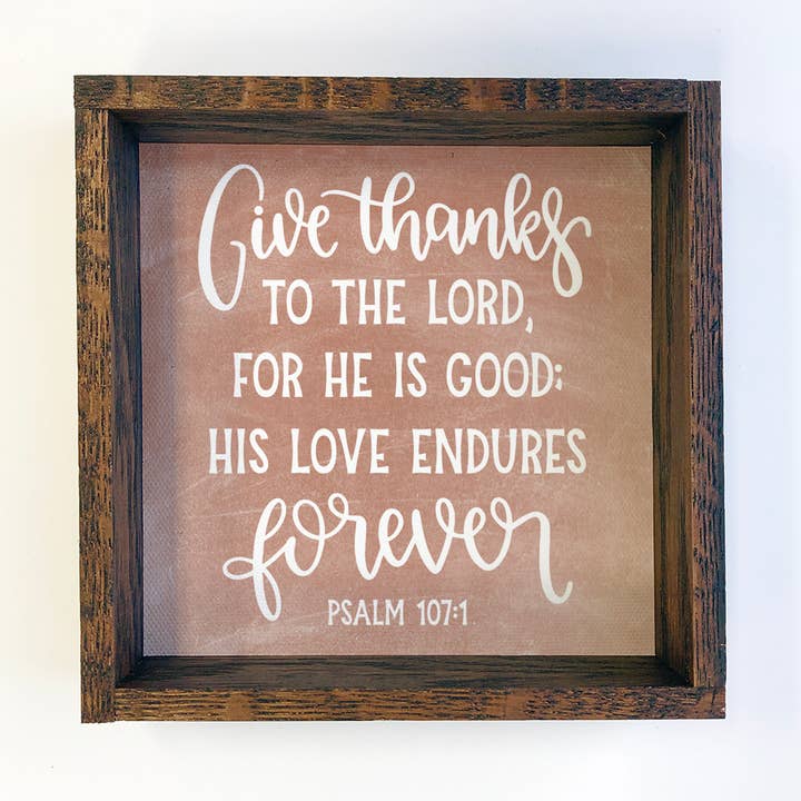 Give Thanks to the Lord Wall Art - Scripture Canvas Artwork for wholesale by Hangout Home