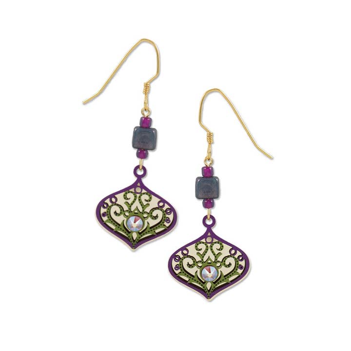 Left Hand Studios - Wholesale Dangle Earrings - Deco Teardrop In Purple/Green - DISCONTINUED