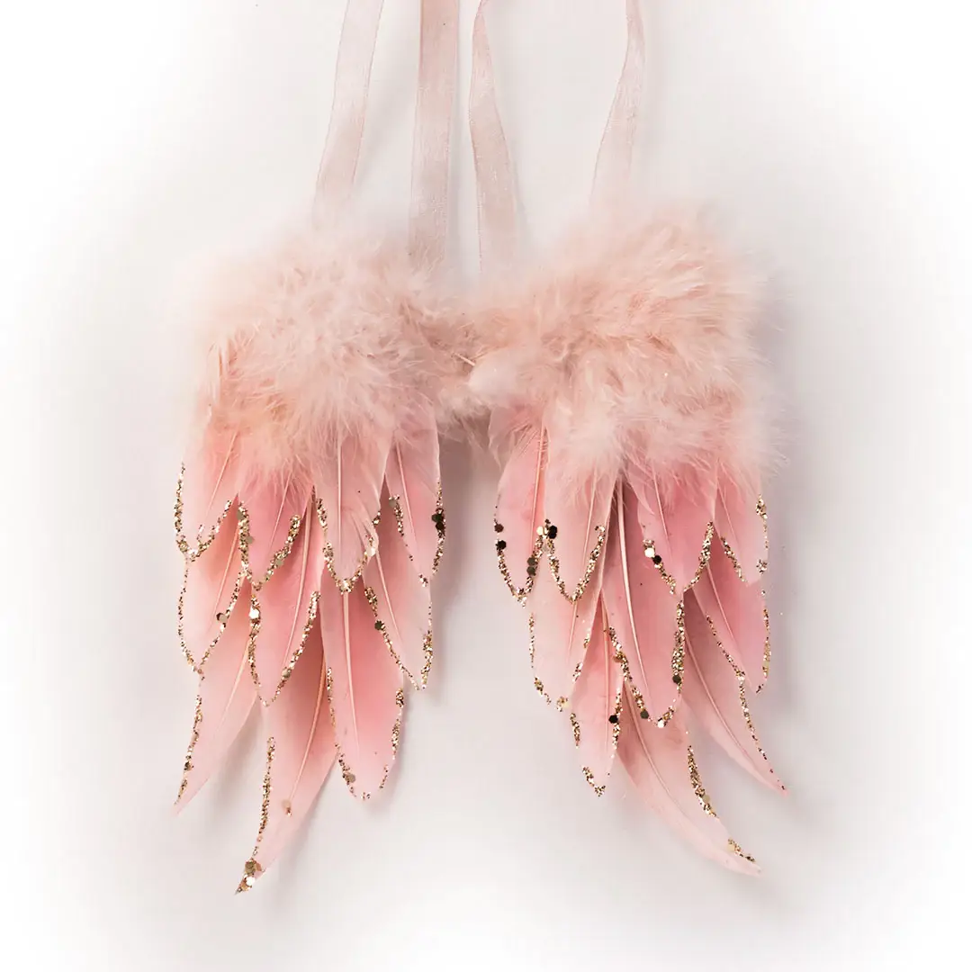 Zucker Feather Products - Wholesale Ornament - Pink Feather Angel Wing Ornament2