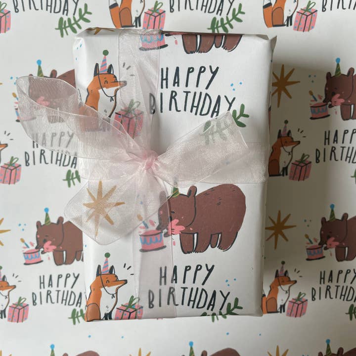 Dick Vincent Illustrations - Wholesale Flat Wrap - Happy Birthday Gift Wrap