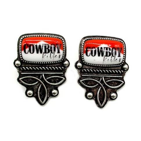 Western Cowboy Killer Boot Stitch Post Earring for wholesale by Snowing West