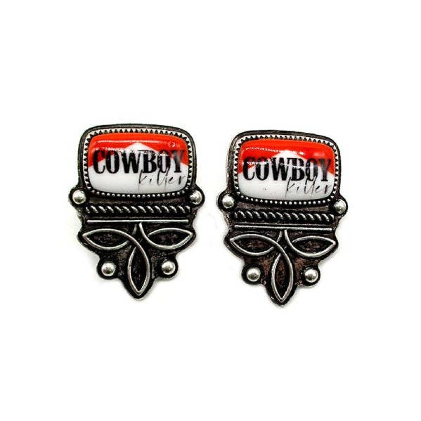 Snowing West - Wholesale Dangle Earrings - Western Cowboy Killer Boot Stitch Post Earring0