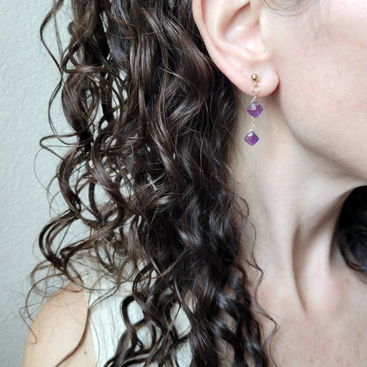 Leo Eleven Jewelry - Wholesale Dangle Earrings - Amethyst Dangle Stud Earrings 6