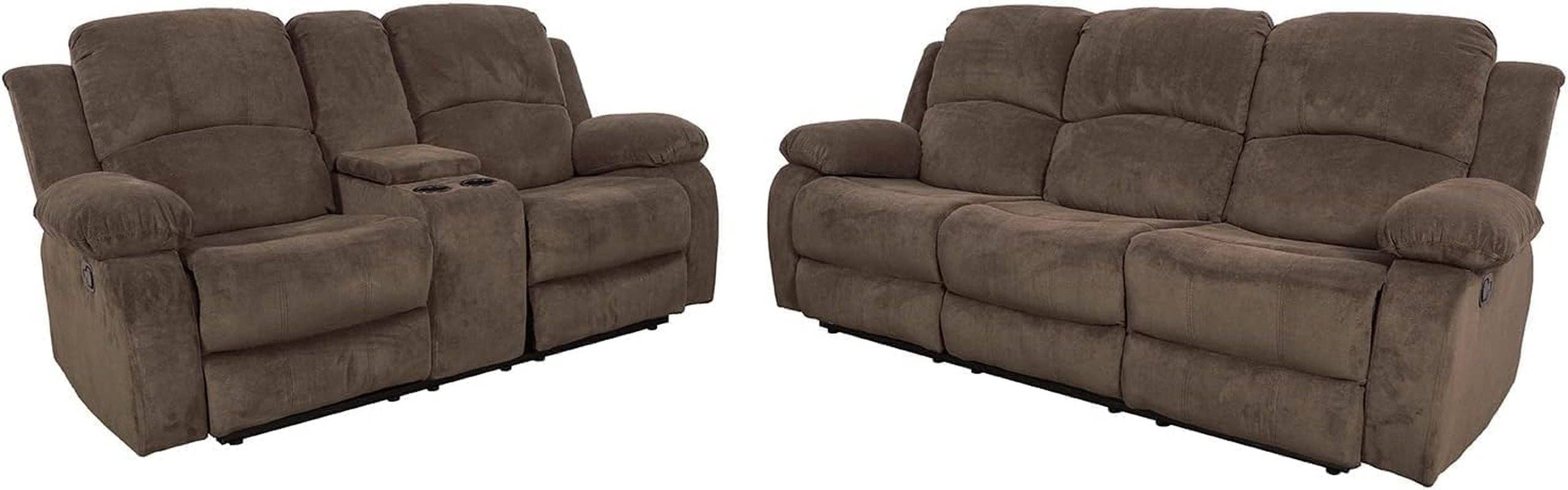 Corduroy Living Room Set Reclining Sofa Loveseat Taupe for wholesale on Faire