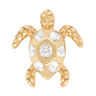 Honu – Extremidade Sem Rosca de Safira Branca em Ouro 14K por atacado de Piercing-zone