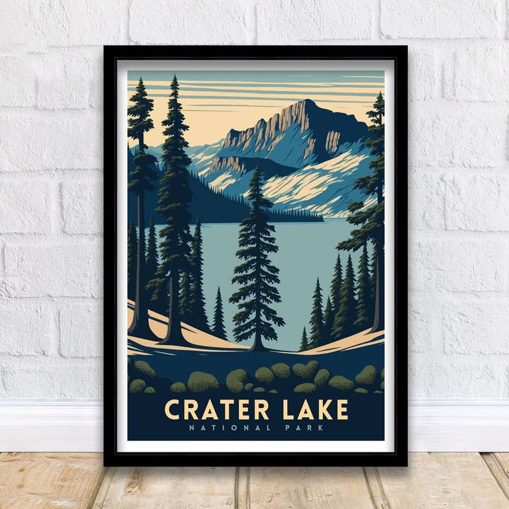 Crater Lake Travel Poster for wholesale by InkNPrintz