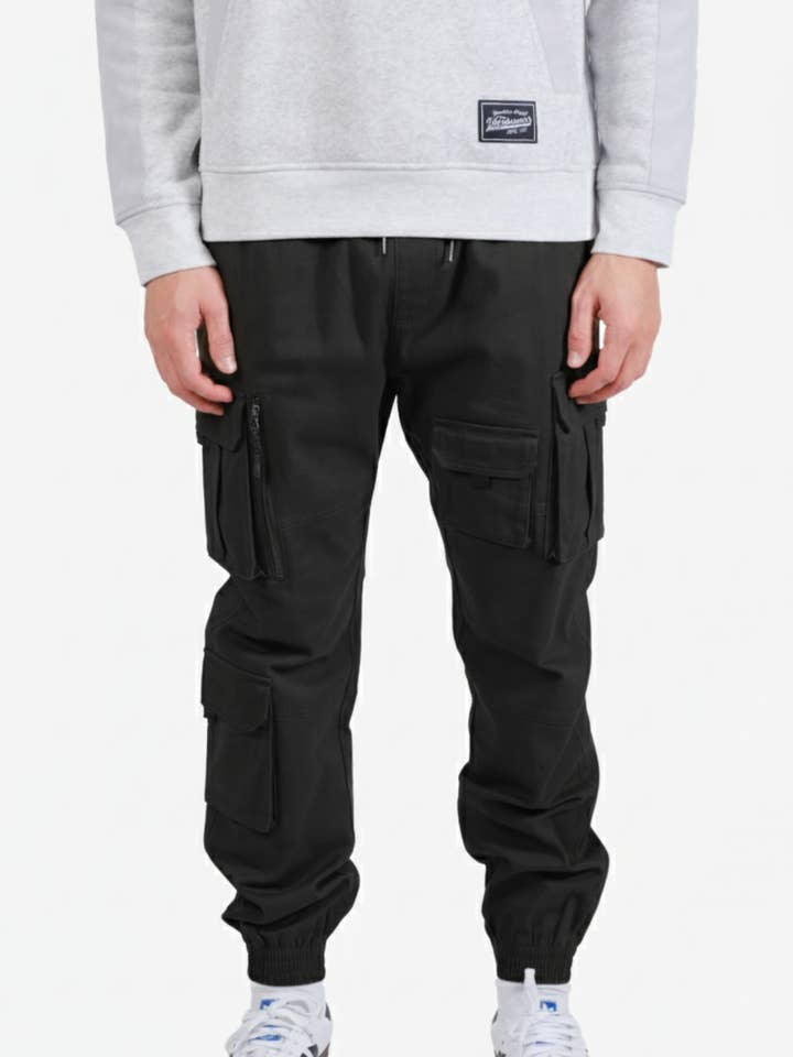 Jogger en sergé extensible à poches multiples pour la vente par Brooklyn Cloth