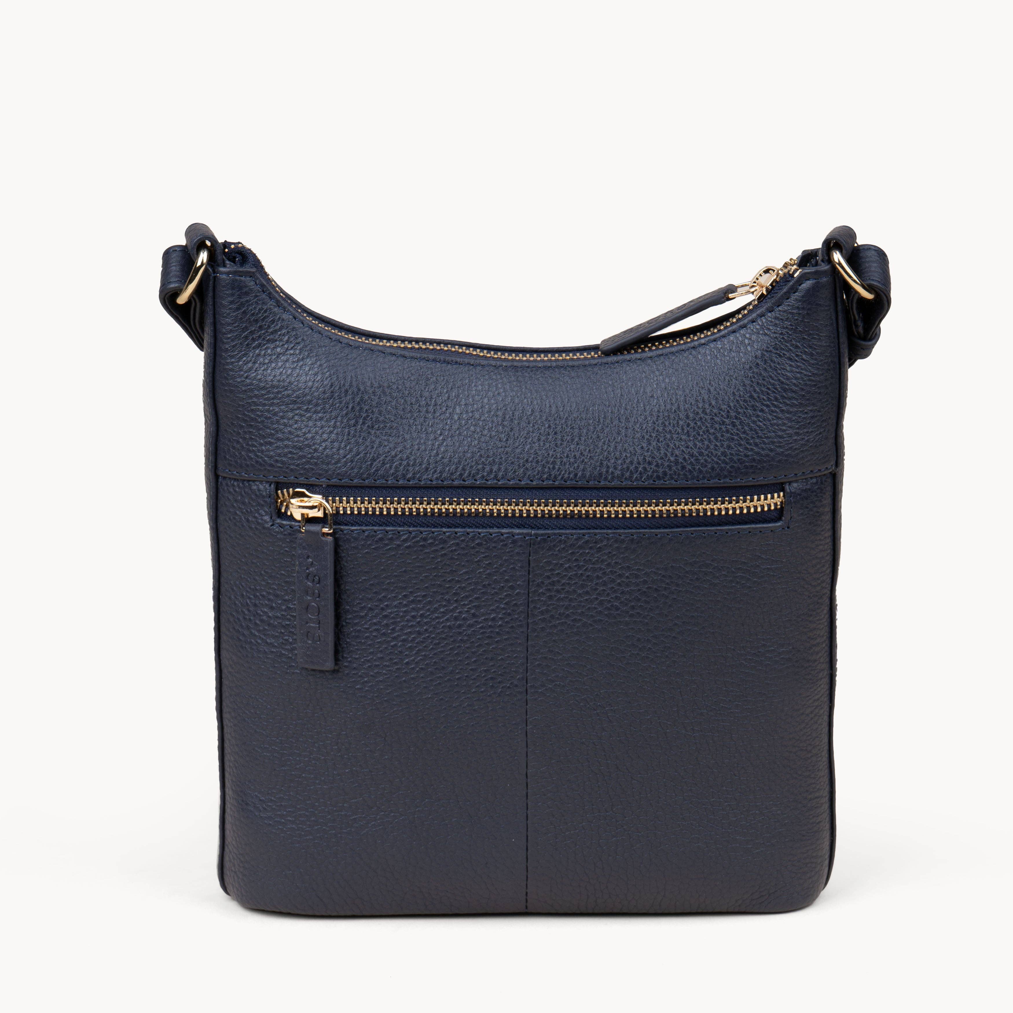 Assots London - Wholesale Crossbody Bag - Women's - 'SALLY' Navy Pebble Grain Real Leather Crossbody Bag5