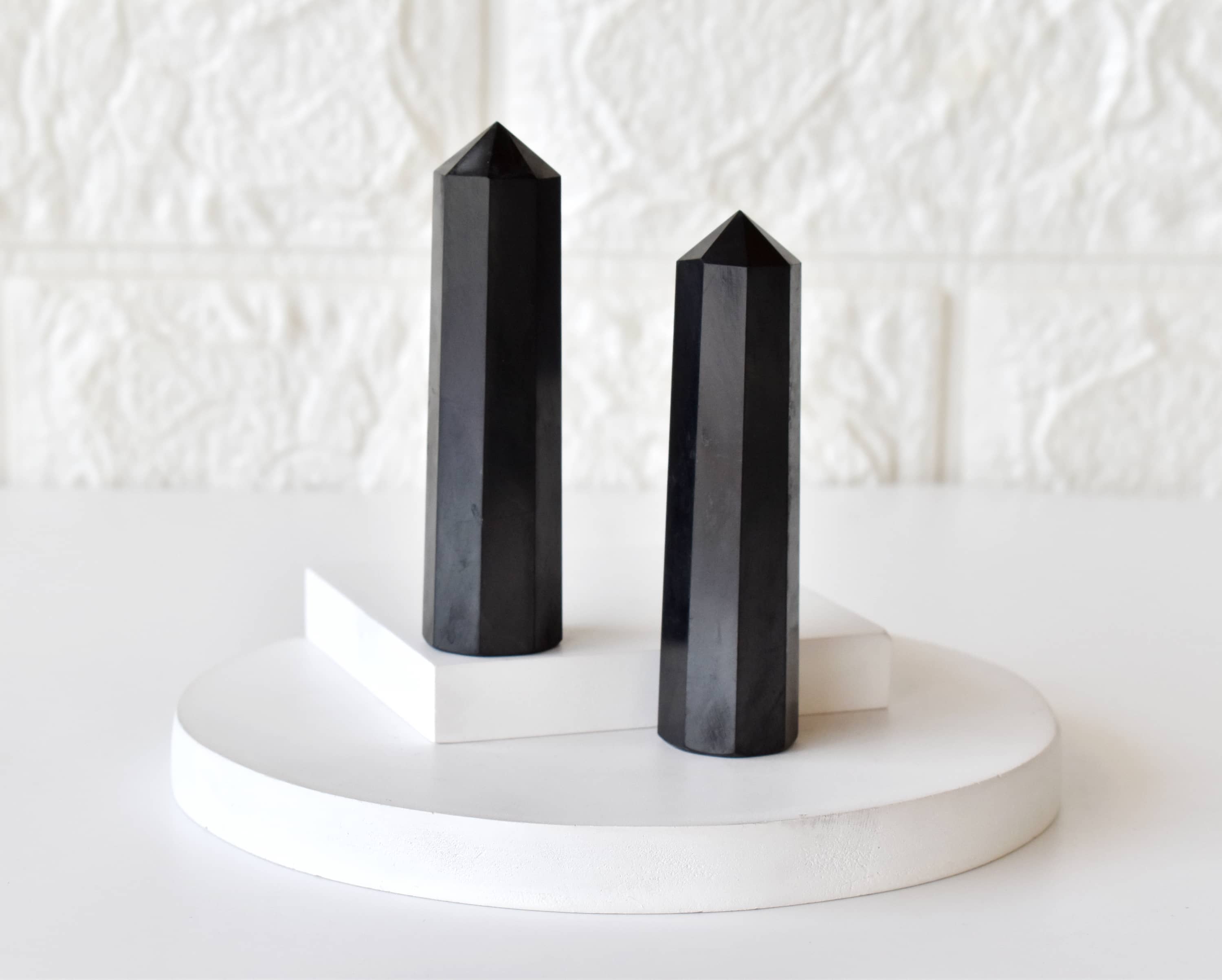 Soothing Crystals - Wholesale Spiritual Stone/Crystal - Healing Obelisk| Black Shungite Crystal Tower |Crystal Point2