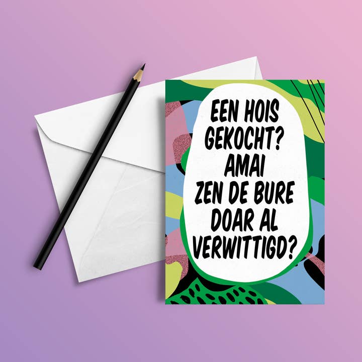zen de bure al verwittigd? - wenskaart tante Colette voor wholesale door Studio Frits