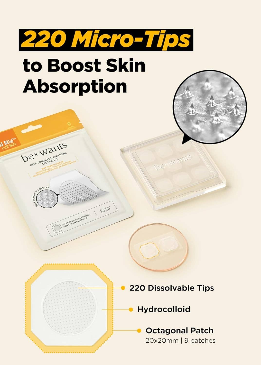 Glowiss - Wholesale Acne/Hydrocolloid Patch - BEWANTS Deep Toning Glutathione Spot Patch 9 Patches3