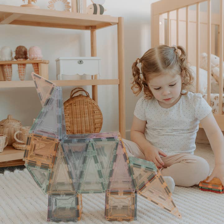 Play Planet - Wholesale Building Set - Kids - 102 Pieces Light Colors Pastel Set Magnetic Tiles | MAGBLOX®12