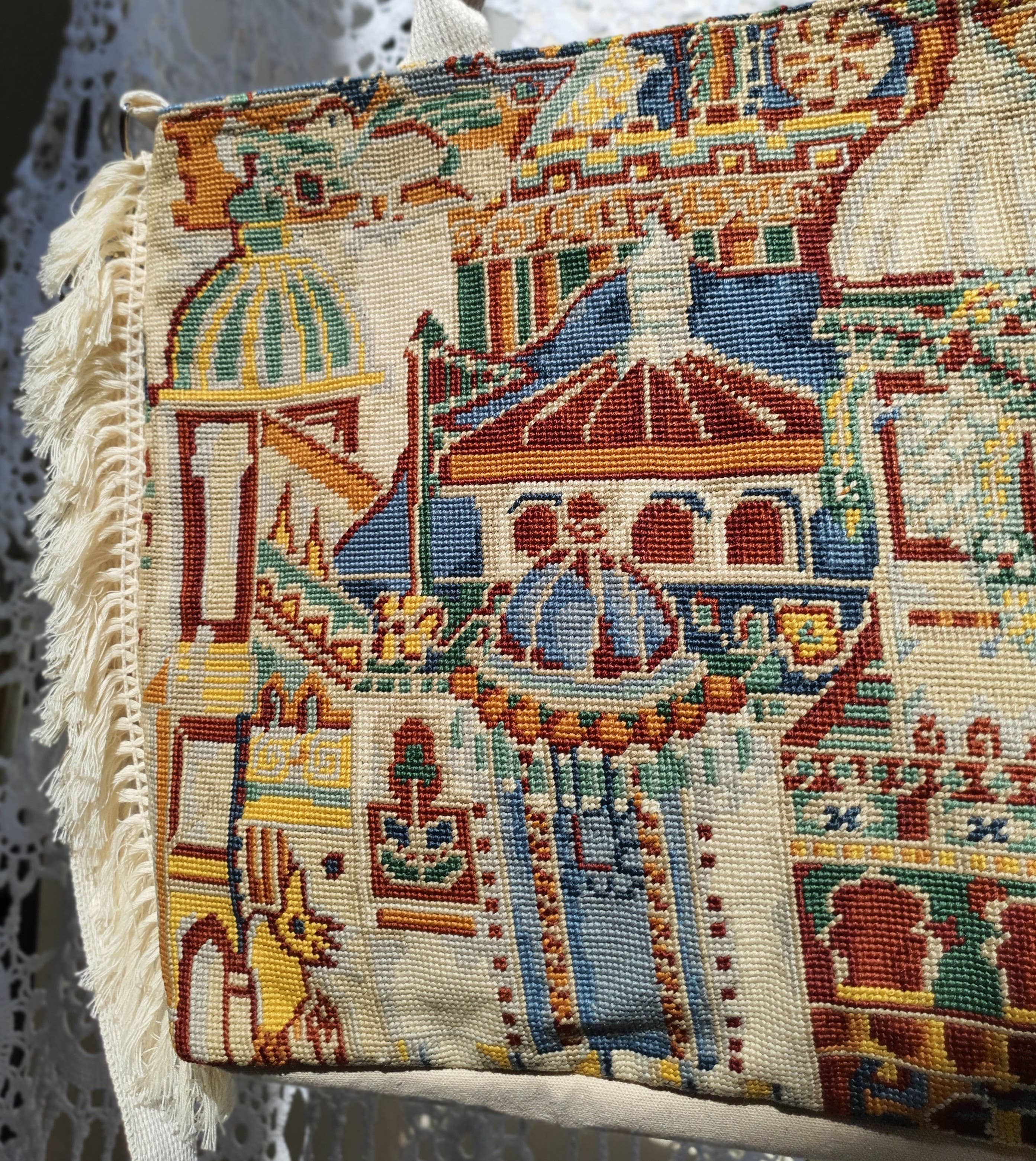 Beige & Co Thai Crafts - Wholesale Tote Bag - Unisex - Mediterranean Hand-Embroidered Tapestry Tote Bag2