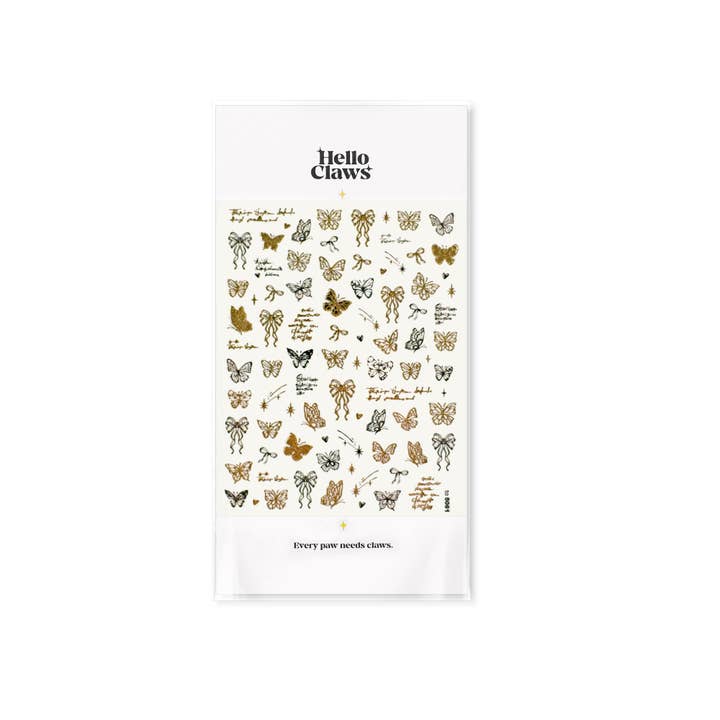 Bonjour Claws | Autocollant de décoration d'ongles avec impression à chaud de papillon et nœud papillon pour la vente par Hello Claws Limited