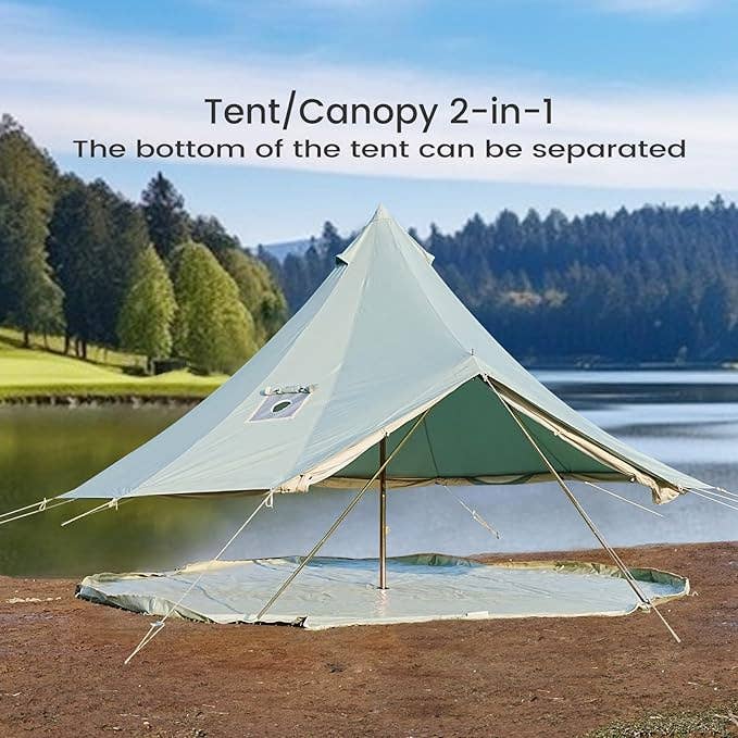 Trend Tents Inc - Wholesale Tent - Waterproof Pea Green Canvas Bell Tent with Stove Jack
