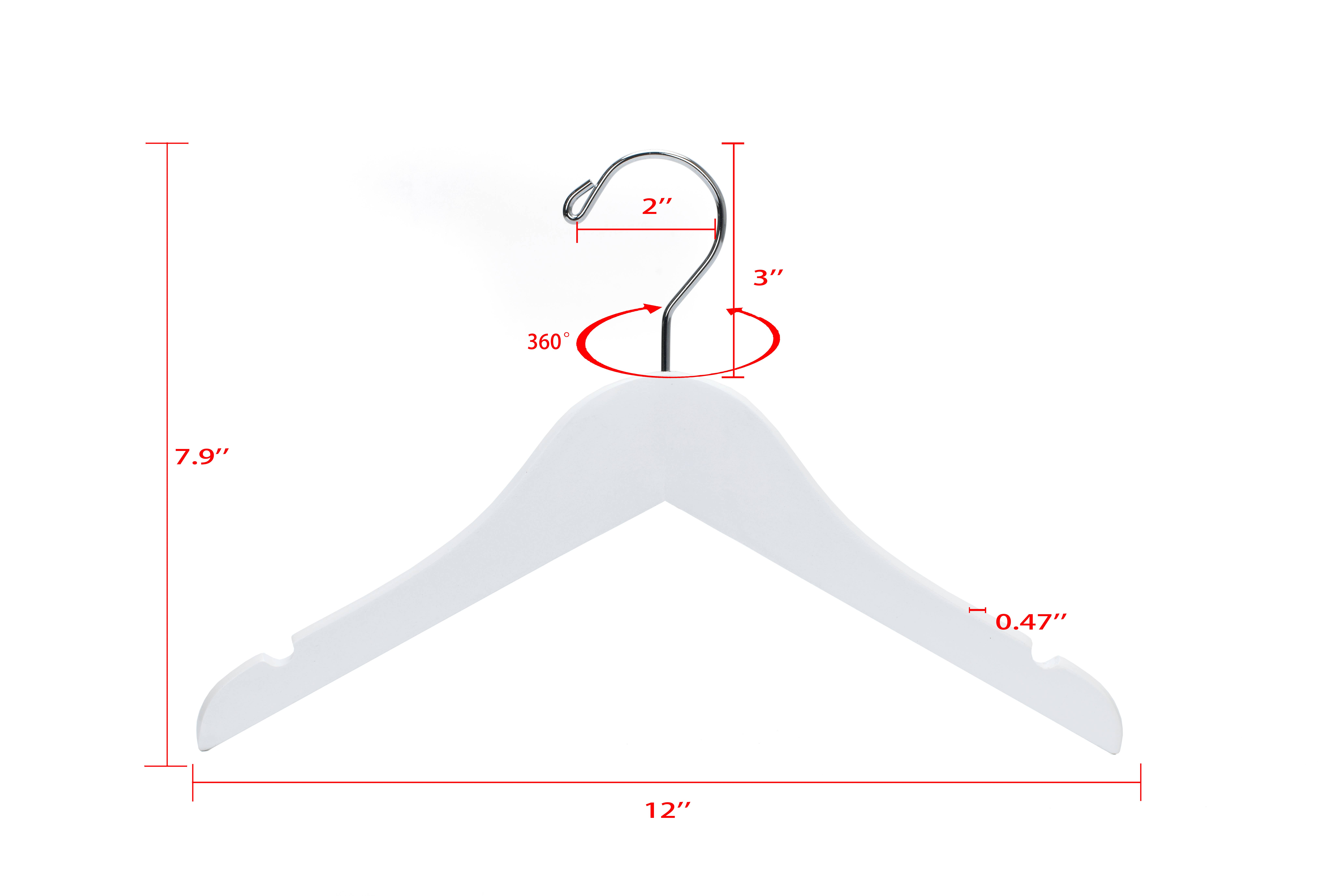 Quality Hangers - Wholesale Clothes Hangers - WK41- Kids Wooden Hanger, 12" White - 805